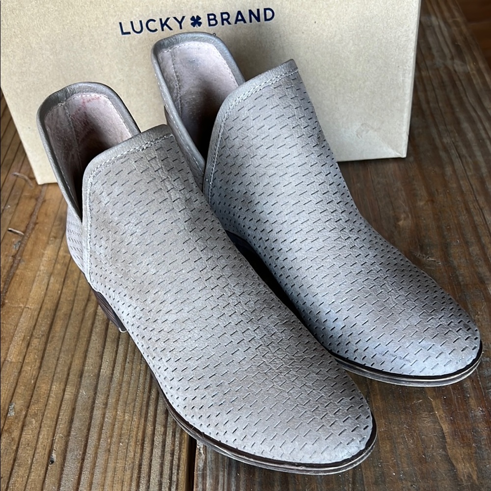 Lucky Brand Gray Ankle Booties with Textured Design